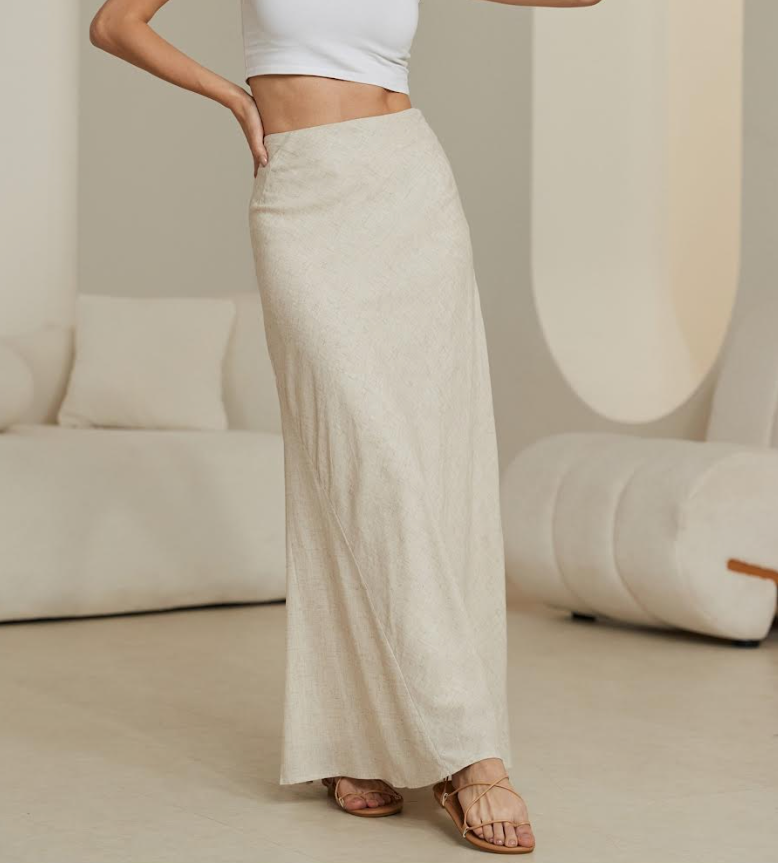 Linen Maxi Skirt- Natural