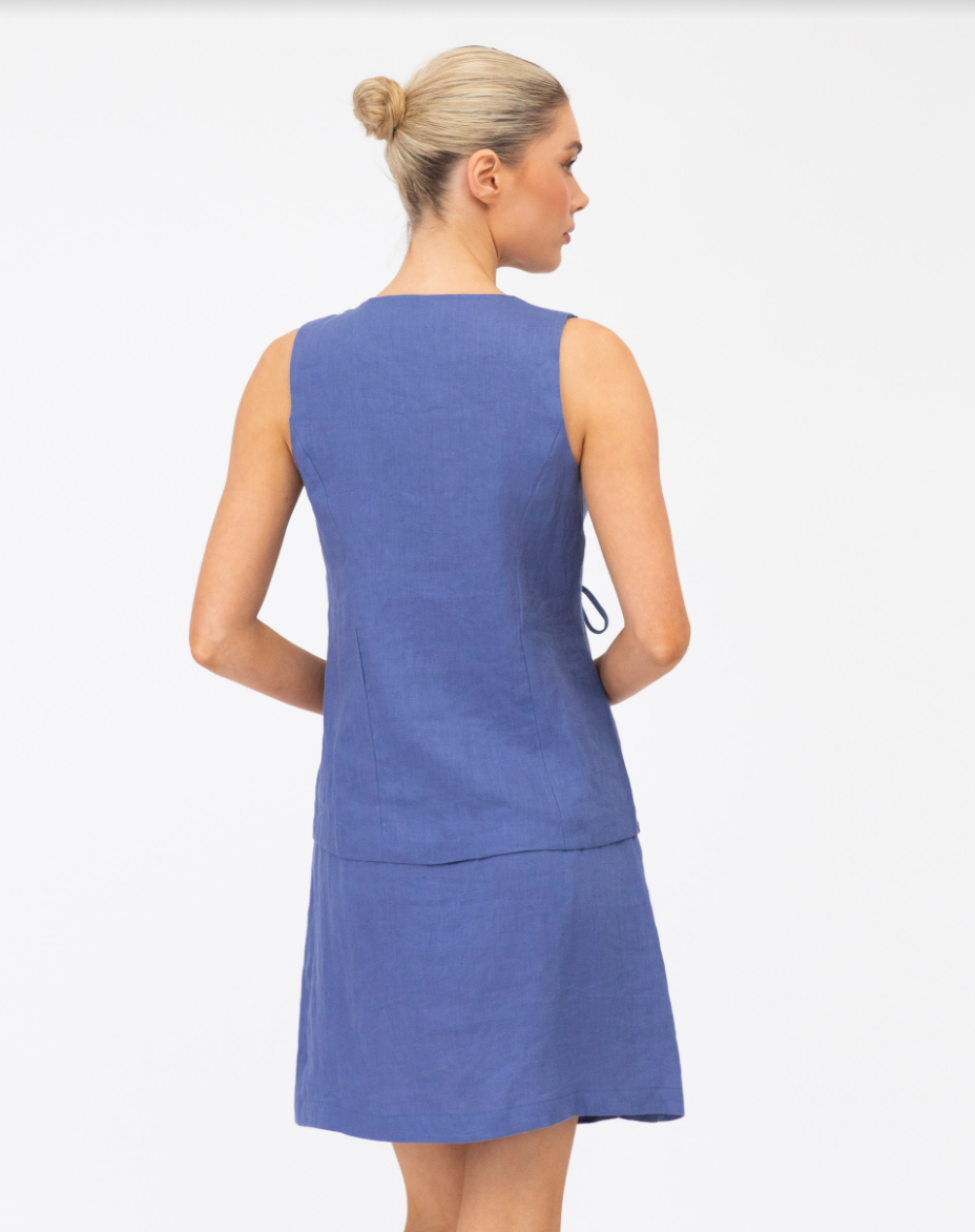 Linen Set Mini Skirt- Blue