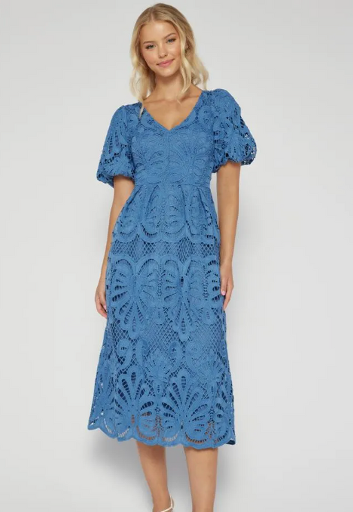 Lace Detail Dress  - Blue