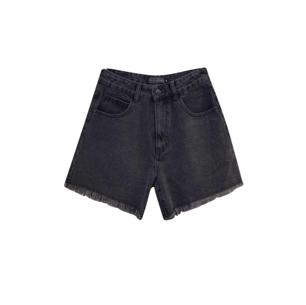 Denim Shorts - Raw hem Black Wash