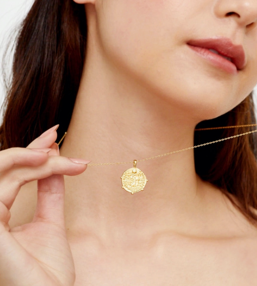 Gold Etched Coin Necklace