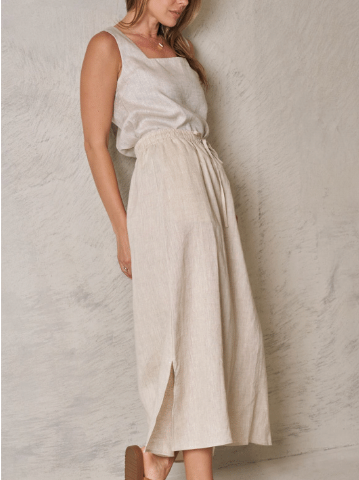 Natural linen Skirt- Beige