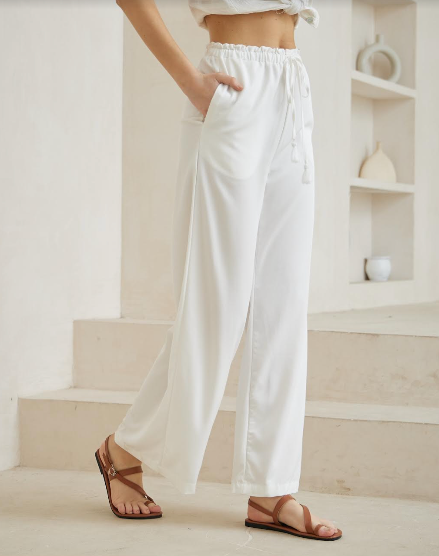 Cupro Relaxed Pants - White