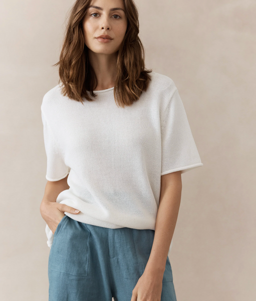 Little Lies Knit Spring Tee -  Off White