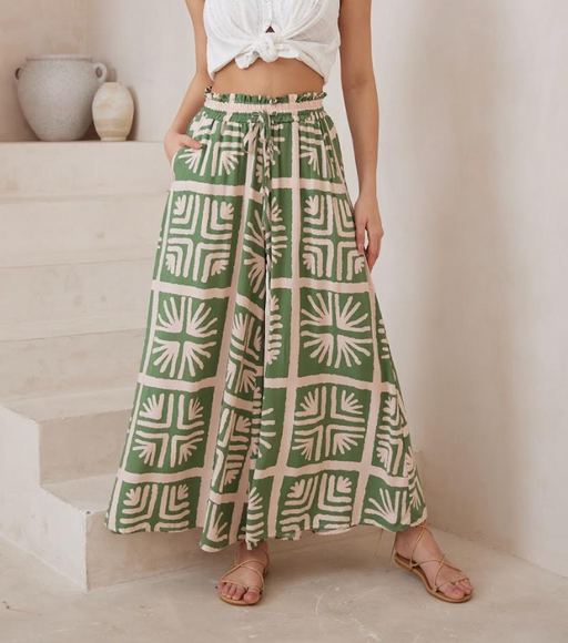 Customer Fave - Palazzo Pants - Green Tile print