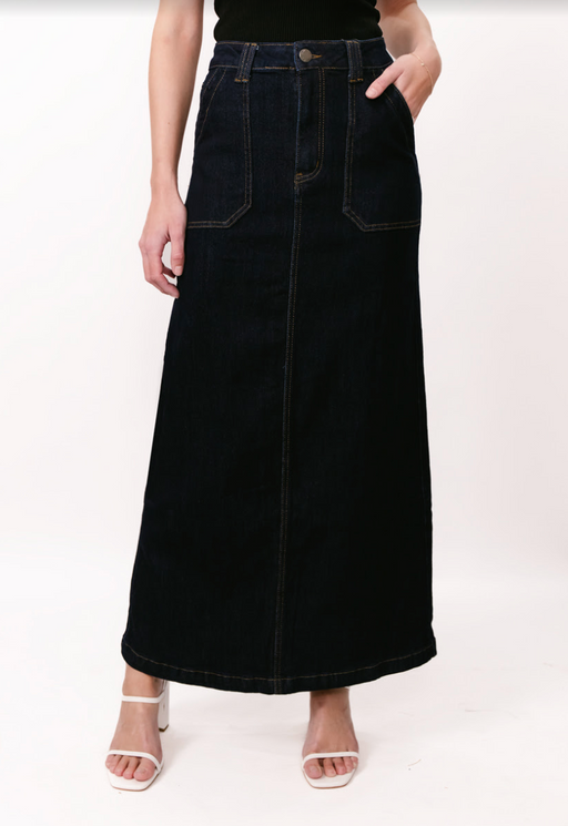 Denim Midi Skirt - Indigo Dark Denim