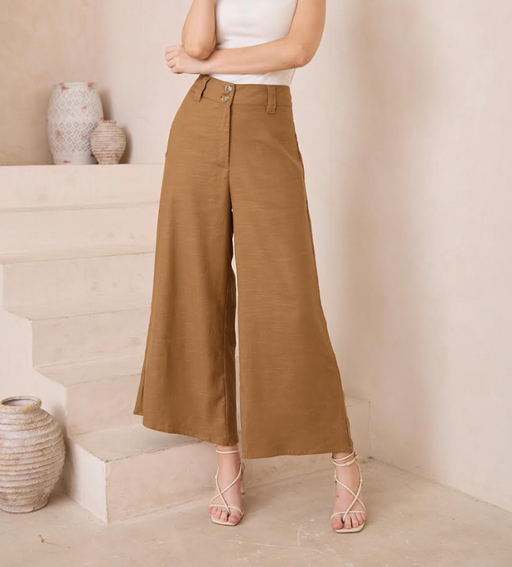 Linen Blend Pants - Tan