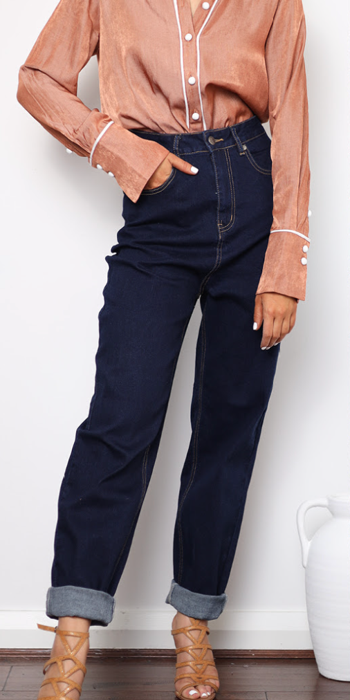 High Rise Mum Jeans - Indigo Dark Denim