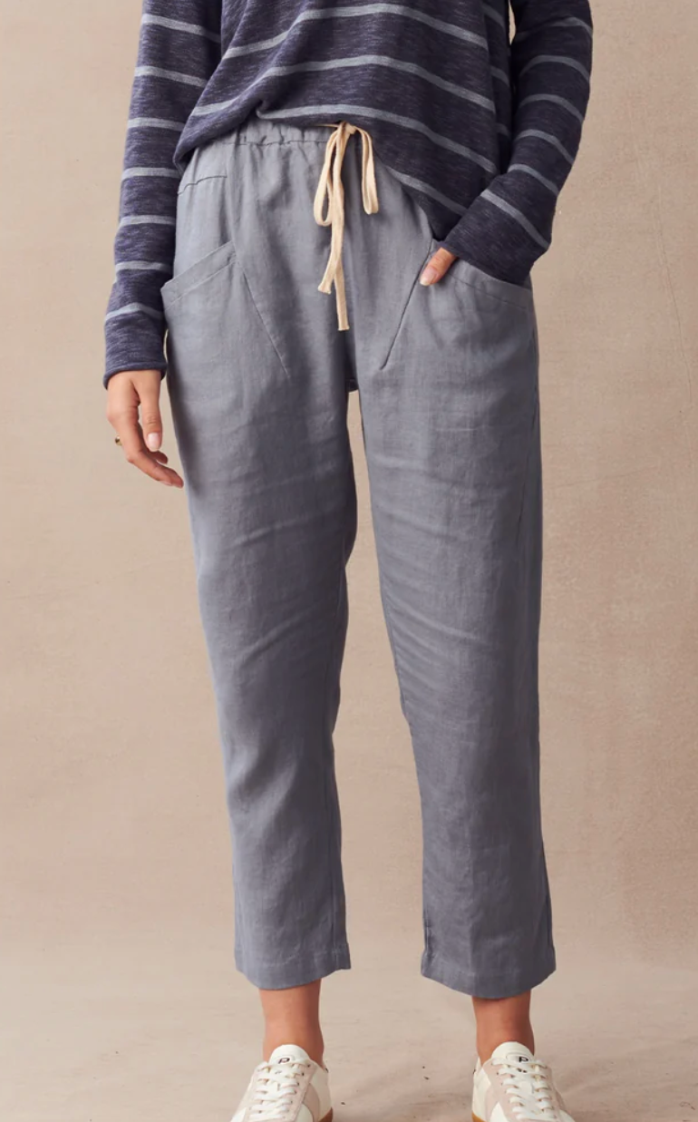 Little Lies Luxe Linen Jogger Pants - Steel Blue