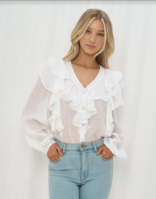 Frill Detail Blouse - White