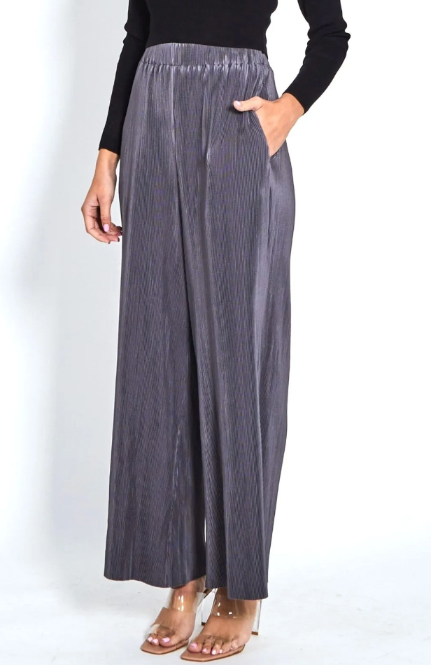 Crinkle Evening Pants - Steele Grey