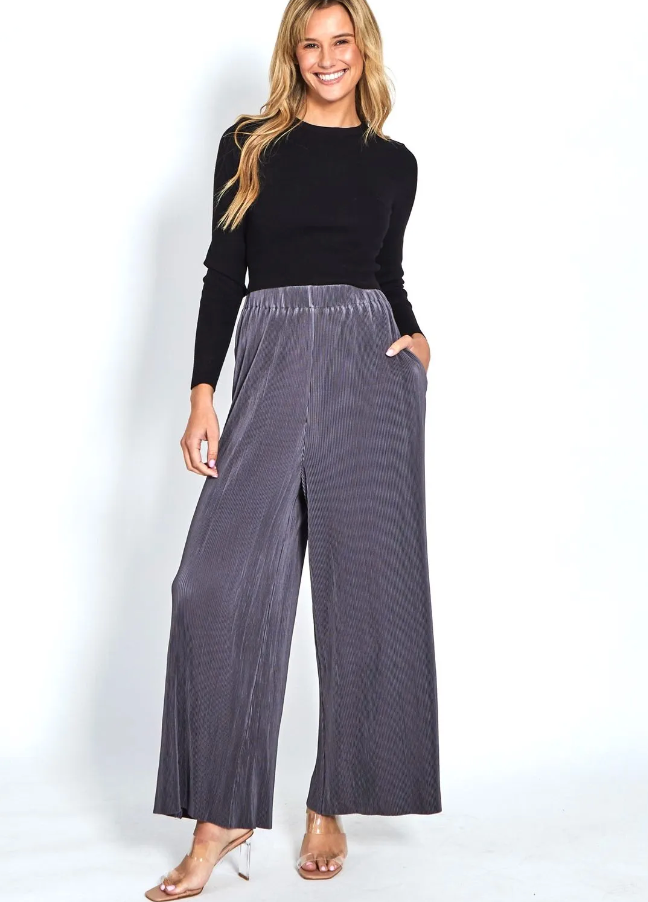 Crinkle Evening Pants - Steele Grey