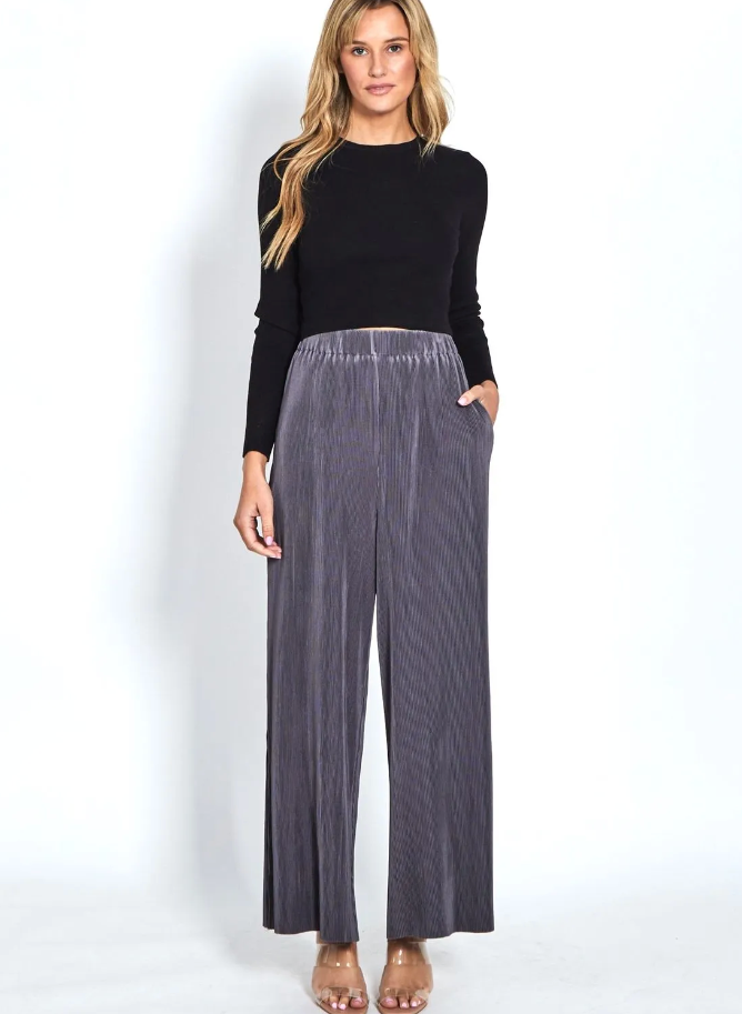 Crinkle Evening Pants - Steele Grey