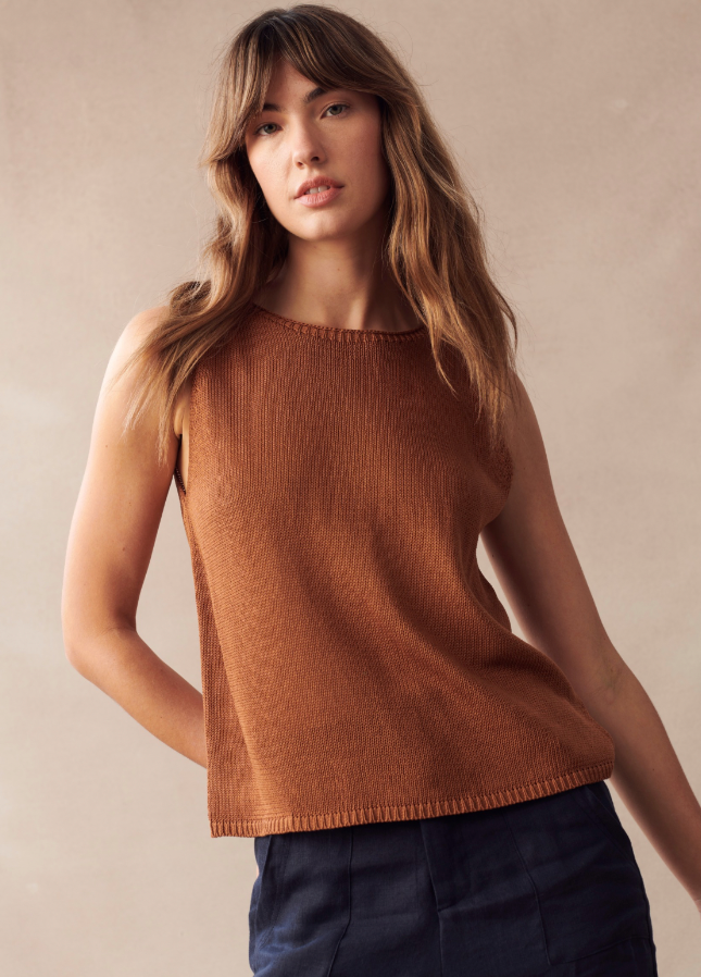 Little Lies Knit Spring Tank Top - Rust