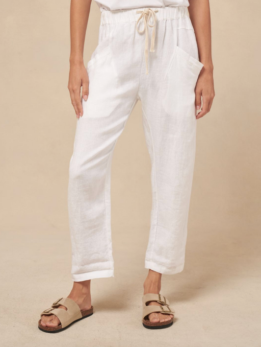 Little Lies Luxe Linen Jogger Pants - White