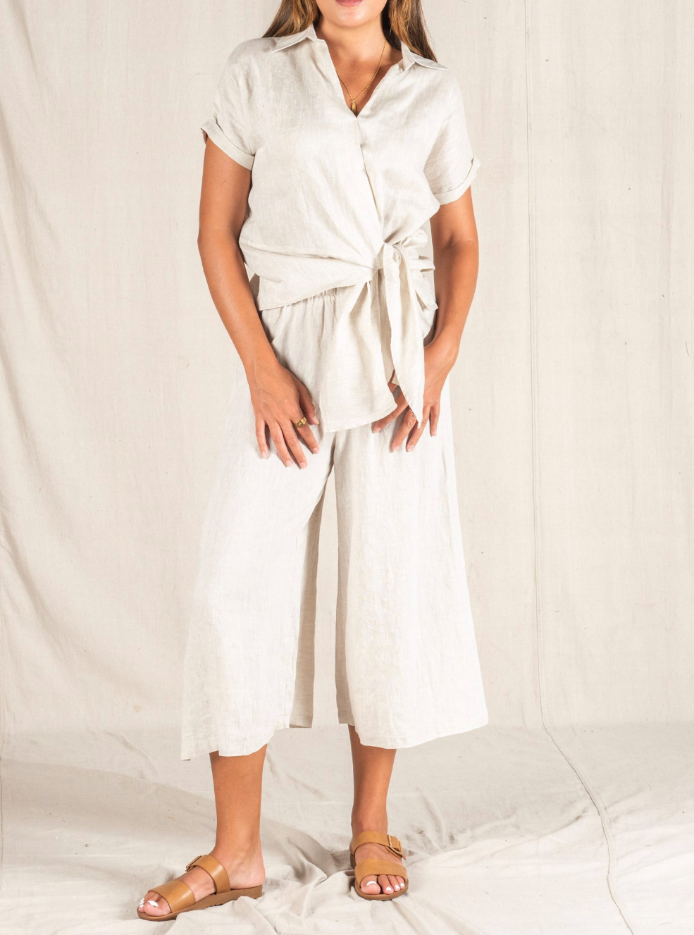 Resort Linen  7/8th Pants - Natural