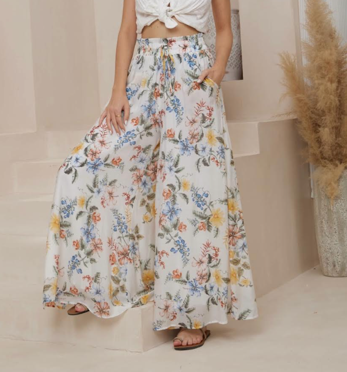 Palazzo Pants - Blue Floral