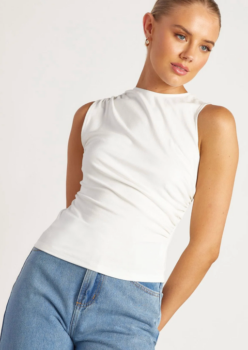 High Neck Fitted Top - White