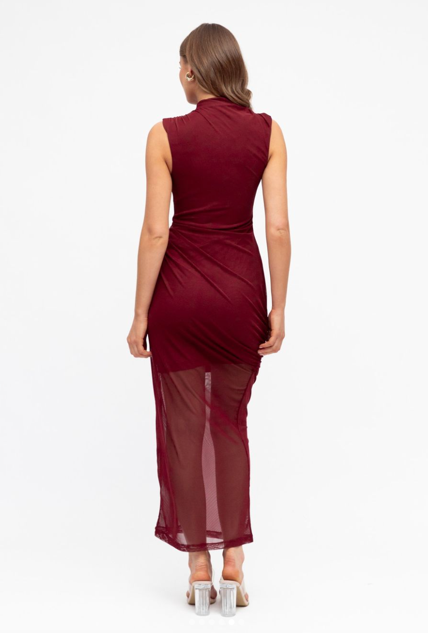 Mesh Dress - Wine