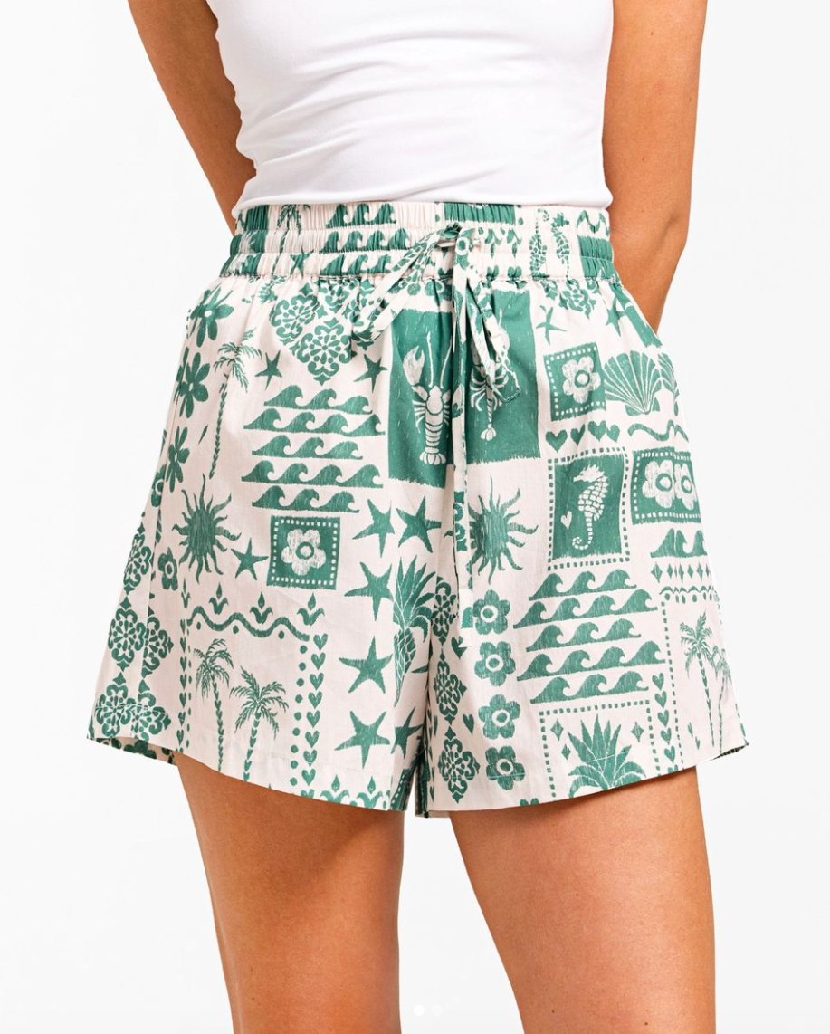 Restocked! Talia Cotton Shorts - Green and White