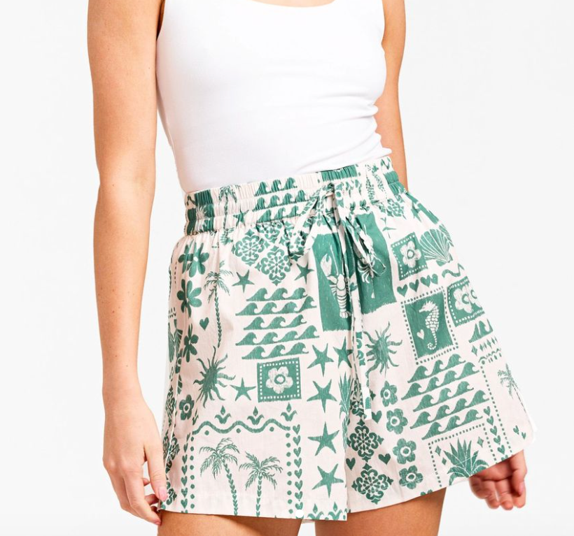 Restocked! Talia Cotton Shorts - Green and White