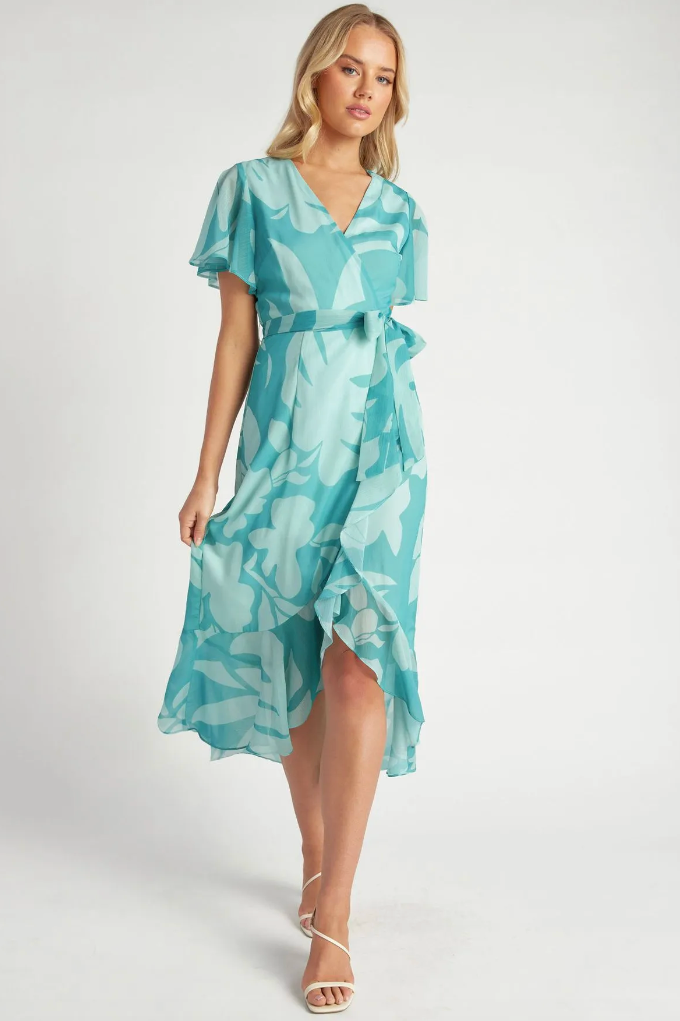 Flutter Wrap Dress  - Blue Floral