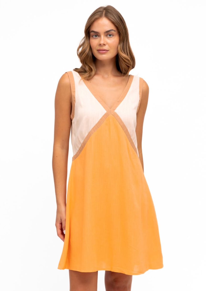 Mimi Short Linen Dress - Mandarin