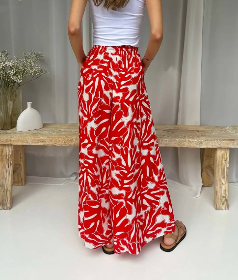 Customer Fave - Palazzo Pants - Red Coral Print