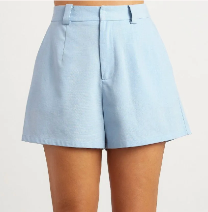 Linen blend Dress Shorts - Soft Blue