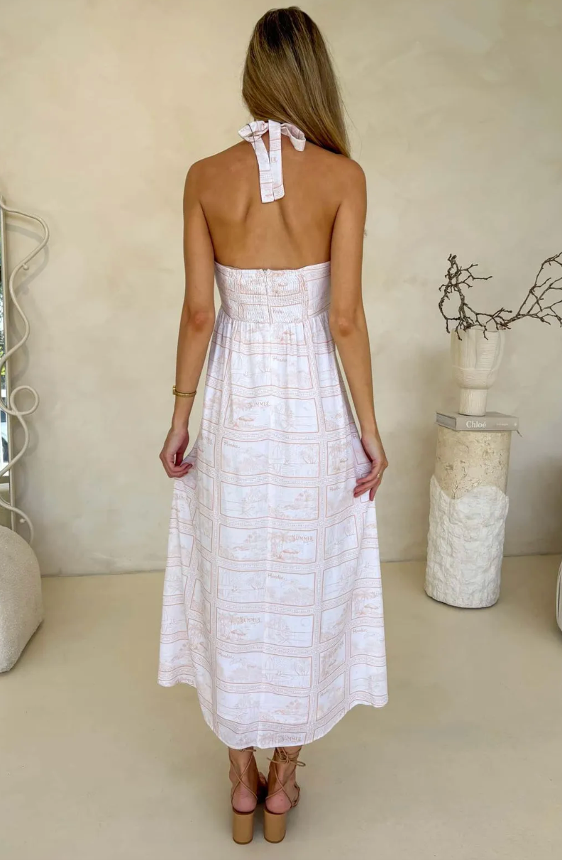 Postcard Midi Dress - White and Cream