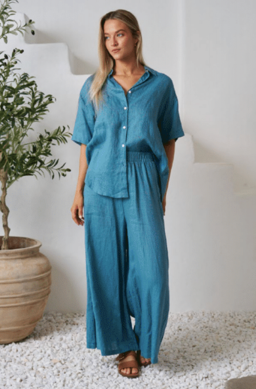 Byron Linen Pants - Teal