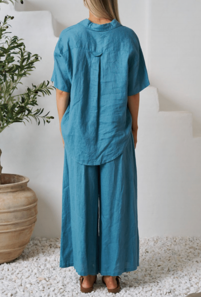 Byron Linen Pants - Teal