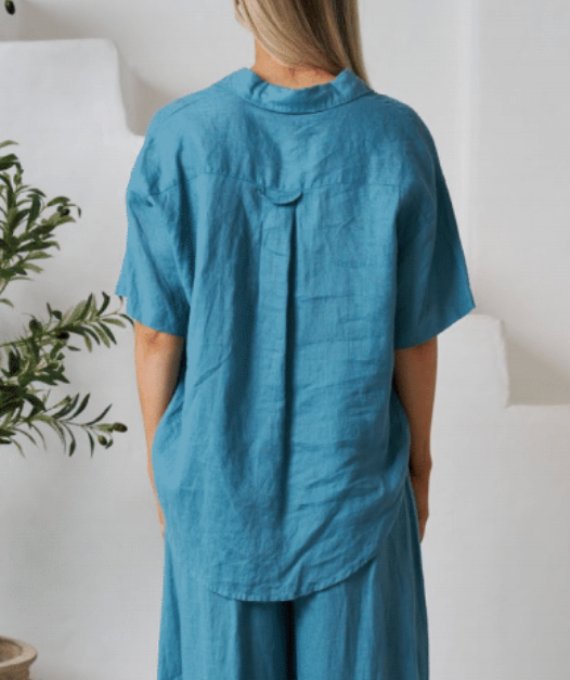 Byron Linen Set Shirt - Teal