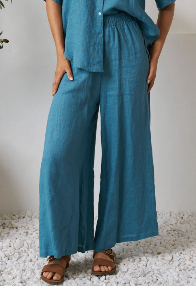 Byron Linen Pants - Teal