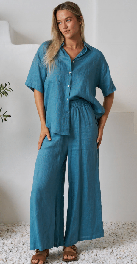 Byron Linen Pants - Teal