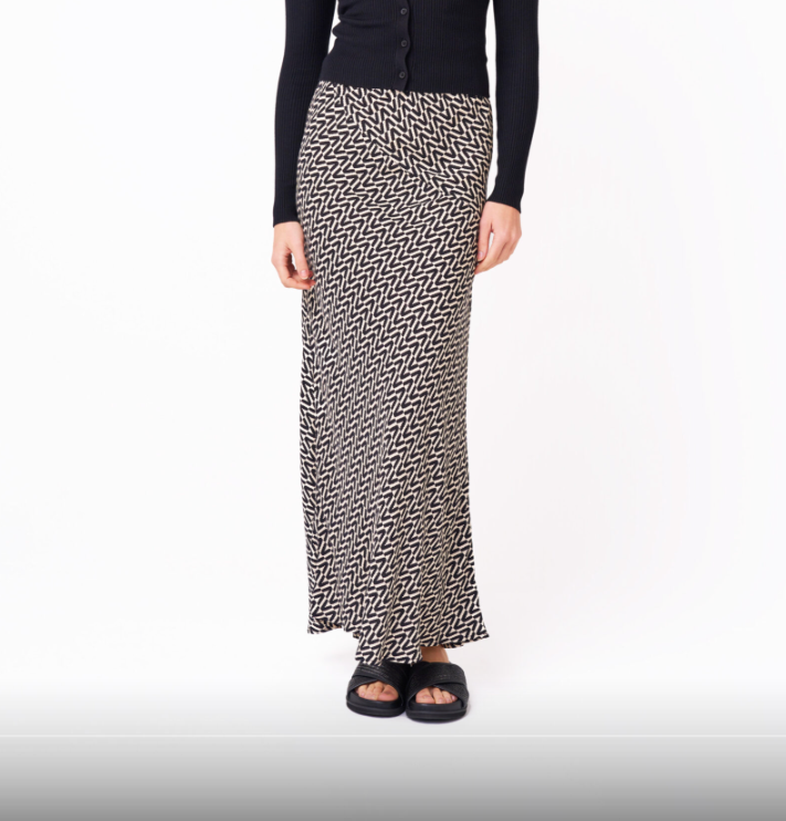 Noor Midi Skirt- Black and cream