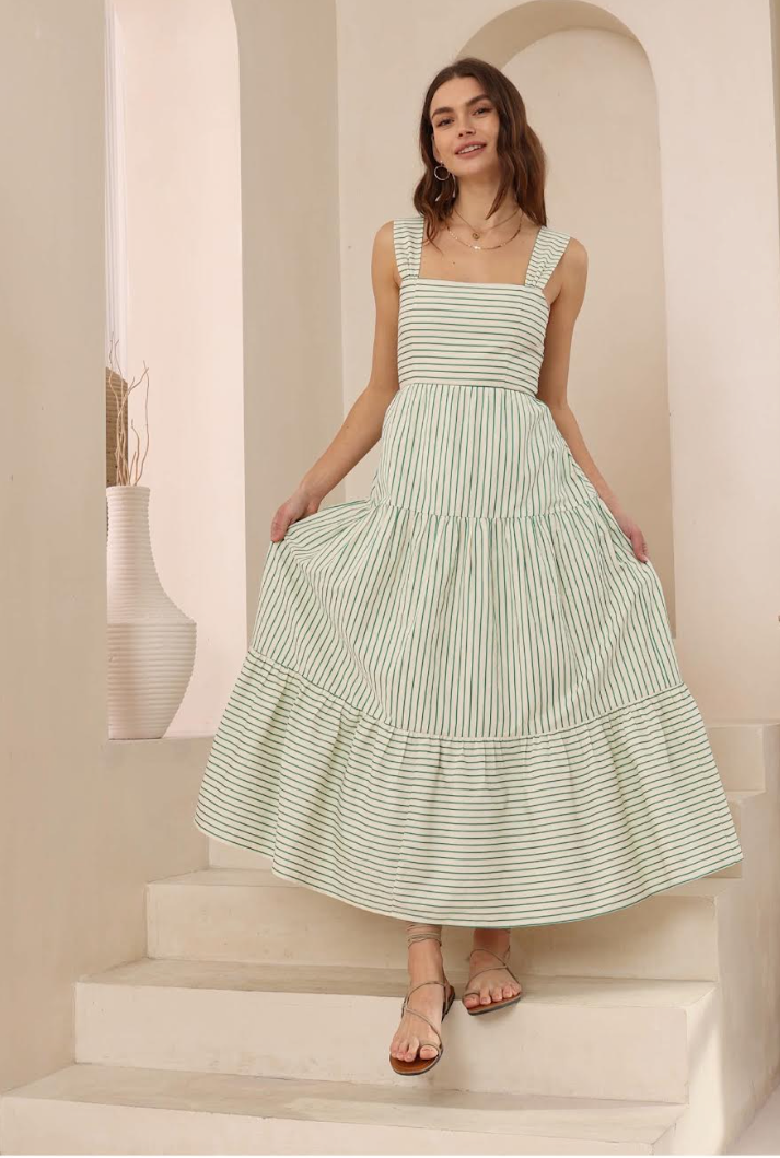 Maxi Dress - Green Stripe