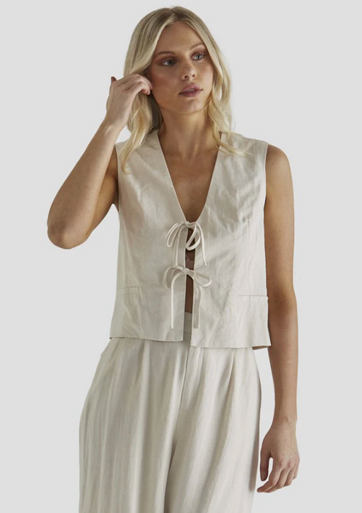 Tie front Vest Top - Bone