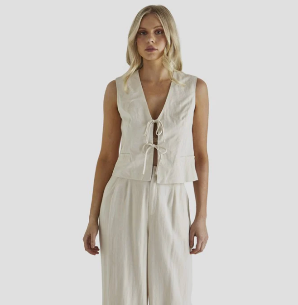 Tie front Vest Top - Bone