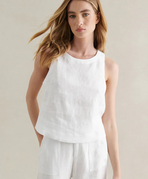 Little Lies Jude Linen Tank Top - White