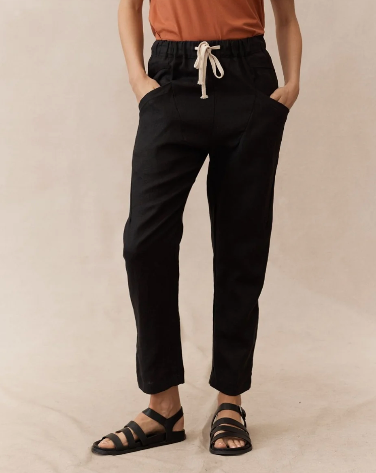 Little Lies Luxe Linen Jogger Pants - Black