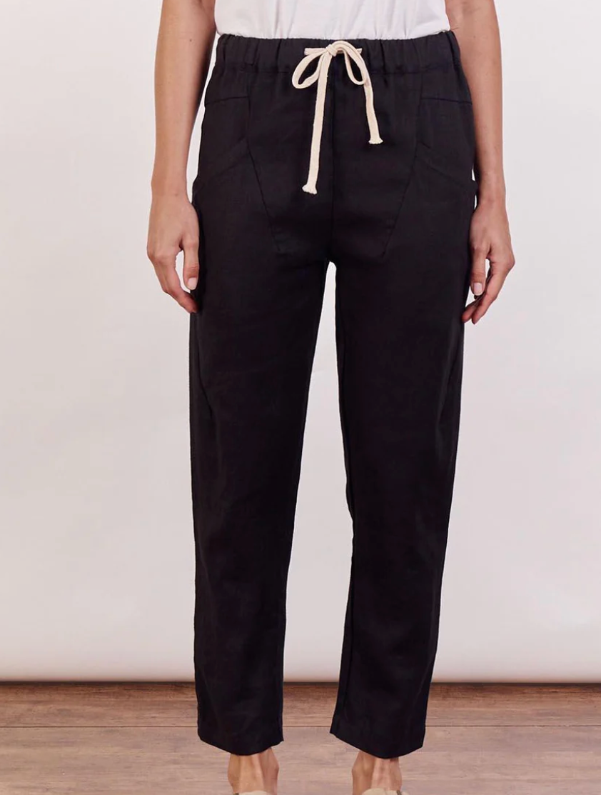 Little Lies Luxe Linen Jogger Pants - Black