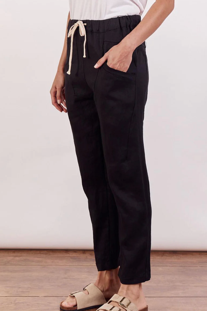 Little Lies Luxe Linen Jogger Pants - Black