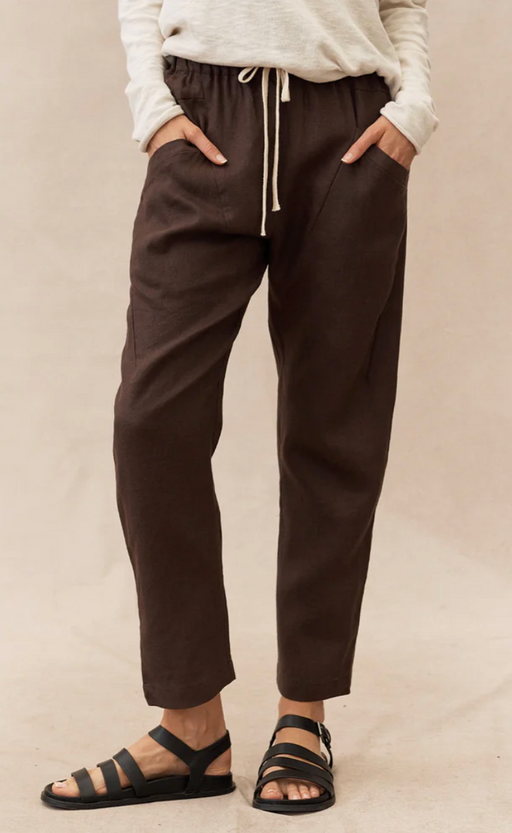 Little Lies Luxe Linen Jogger Pants - Chocolate
