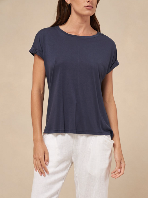 Fave restocked! Little Lies basic Roll Sleeve Tee - Navy