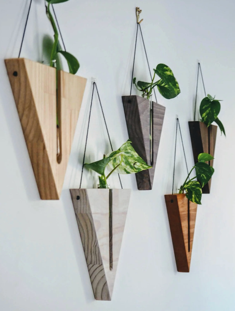 Timber wall hanger - Triangle, Grey Wash