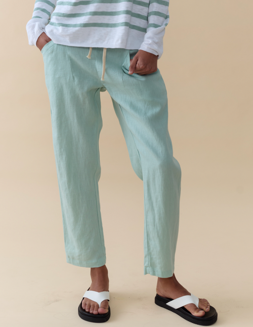 Little Lies Luxe Linen Jogger Pants - Duck Egg