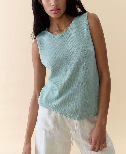 Little Lies Knit Spring Tank Top - Duck egg