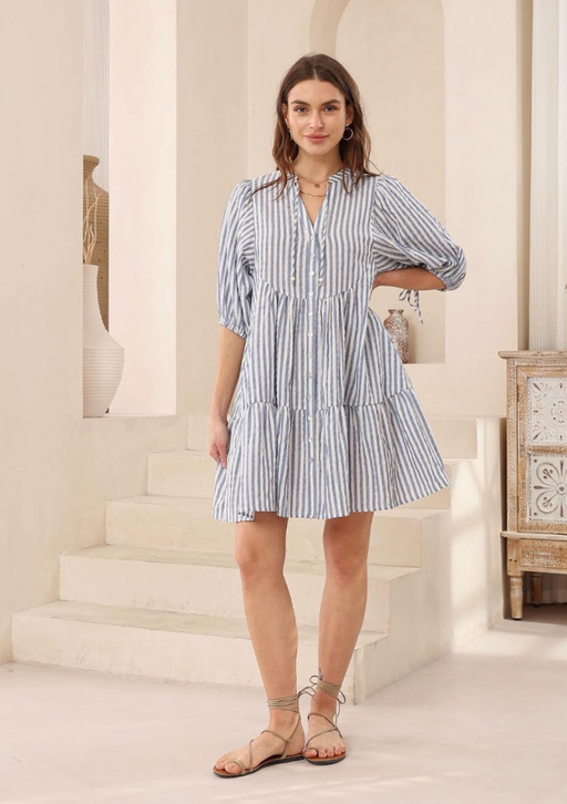 Babydoll Stripe Dress - Blue Stripe