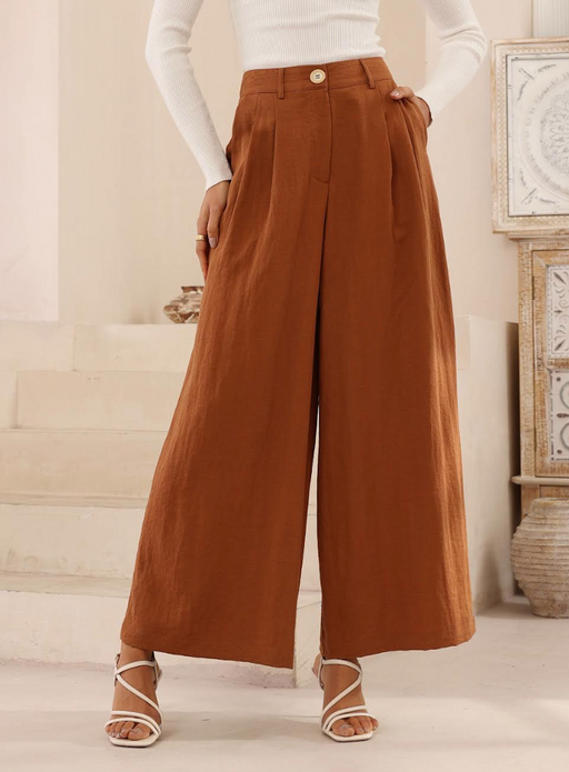 Viscose Blend Pants - Rust